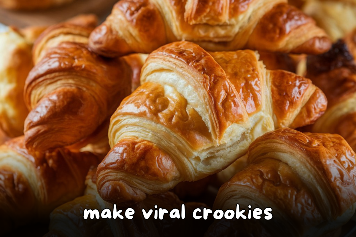 Golden brown croissants stacked together, perfect for making viral crookies